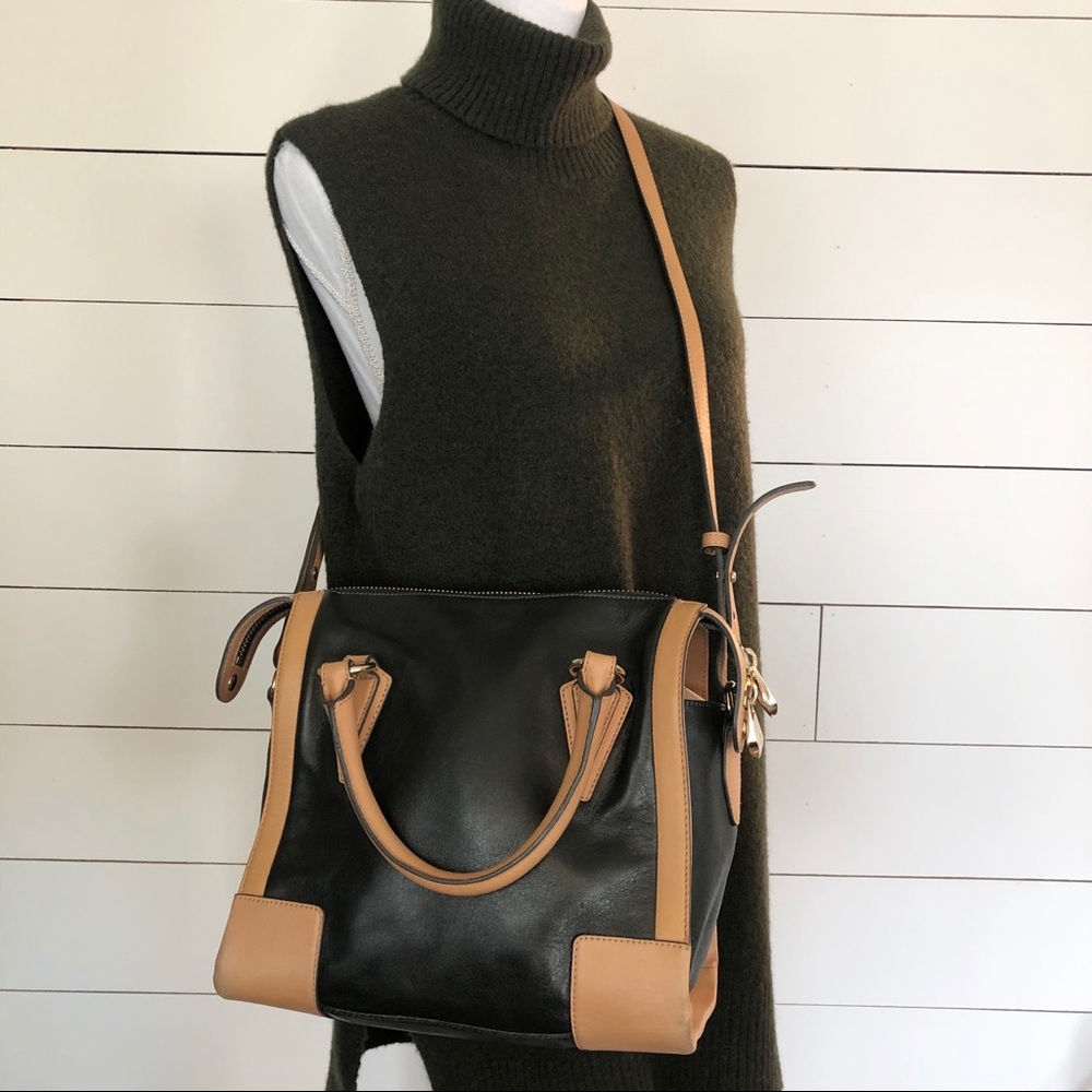 Pour La Victoire black tan leather crossbody bag